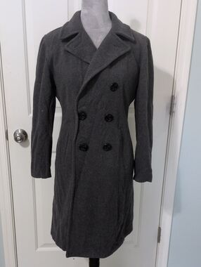 Ralph Lauren Charcoal Gray Double-Breasted Wool Pea Coat